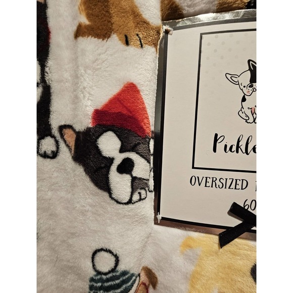 Pickle &Dot French English Bulldog Oversized Plush Throw Blanket - Picture 5 of 7